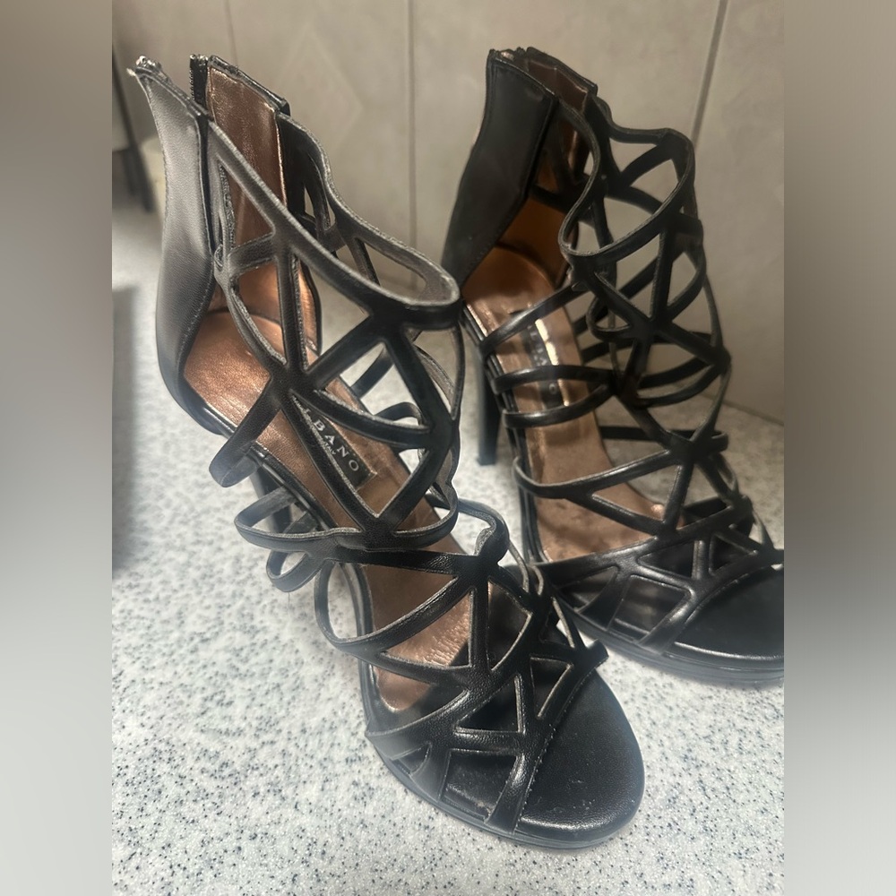 Albano Black Strappy Heels for Women